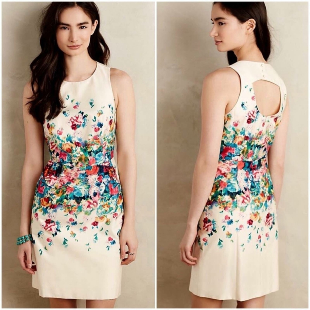 Anthropologie Maeve Tea Garden Floral Sheath Dress
